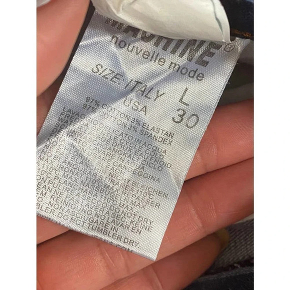 Machine Denim Skirt Glitter Size Large Pink White distressed Mini with pockets - Picture 11 of 12